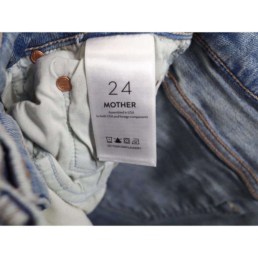 MOTHER Blue Ankle Cropped Jeans with Distressed Details - Picture 3 of 11